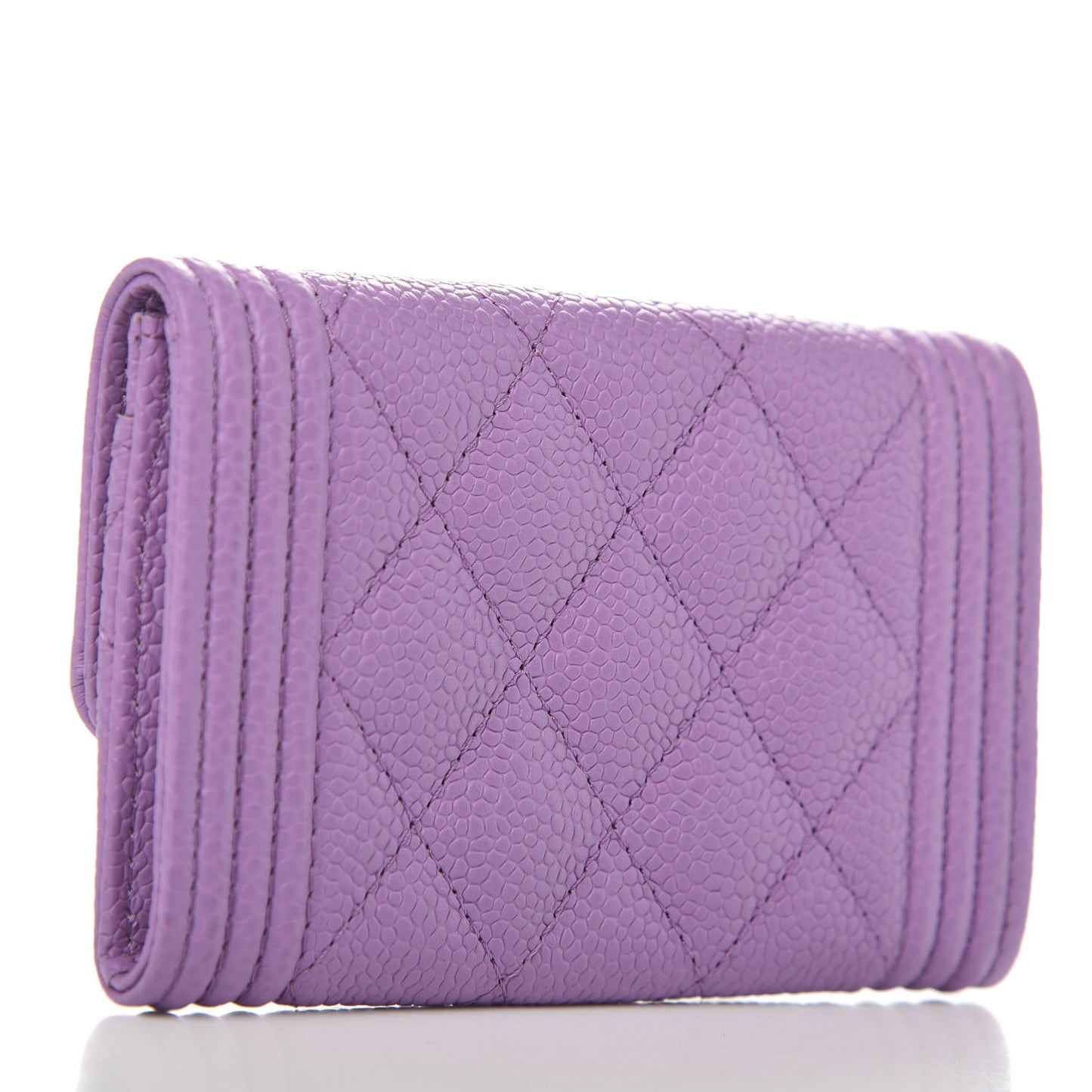 Caviar Quilted Boy Flap Card Holder Purple