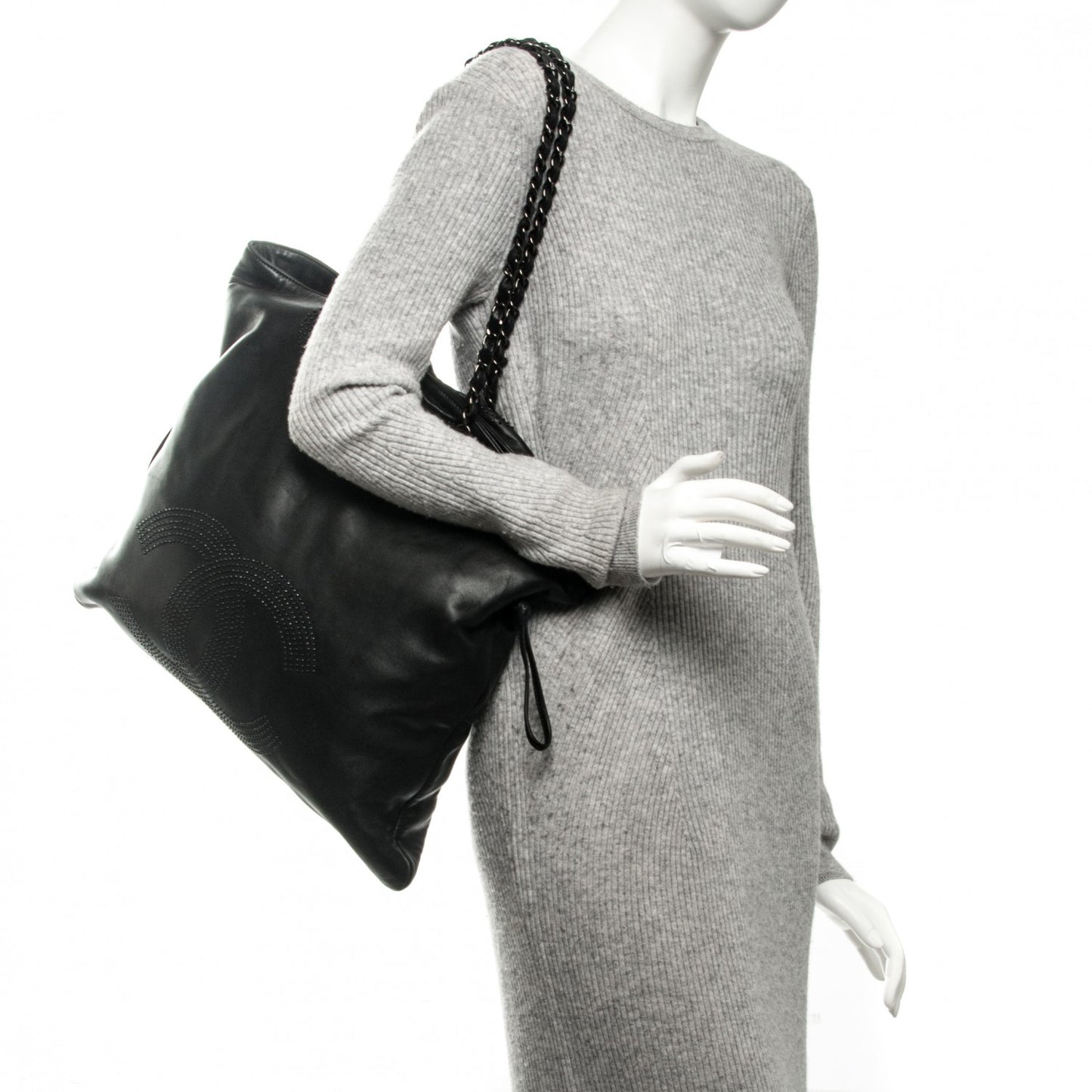 Lambskin CC Studded Bonbons Tote Black