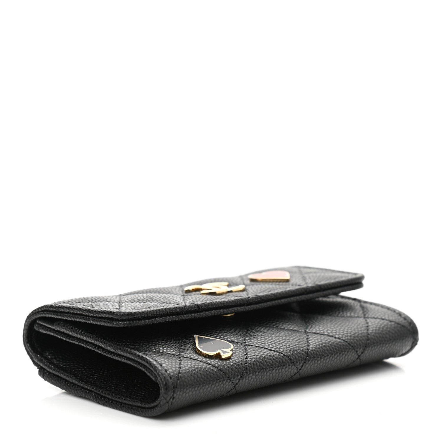 Chanel Caviar Quilted Enamel Coco Casino Flap Card Holder Wallet Black 4 of 9