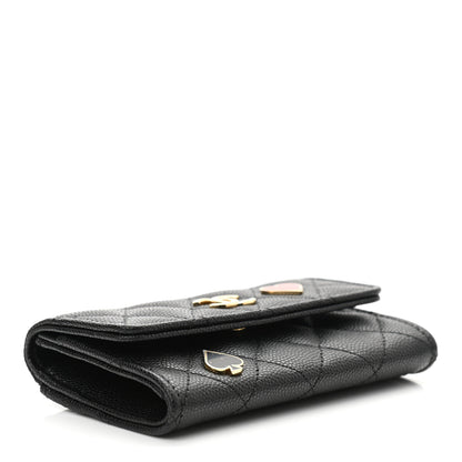 Chanel Caviar Quilted Enamel Coco Casino Flap Card Holder Wallet Black 4 of 9