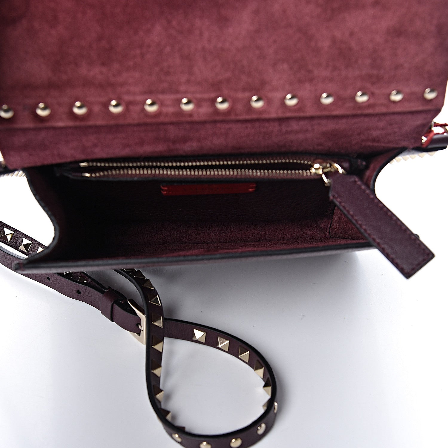 Valentino Garavani Pebbled Calfskin Rockstud Side Slip Crossbody Rubin 5 of 9