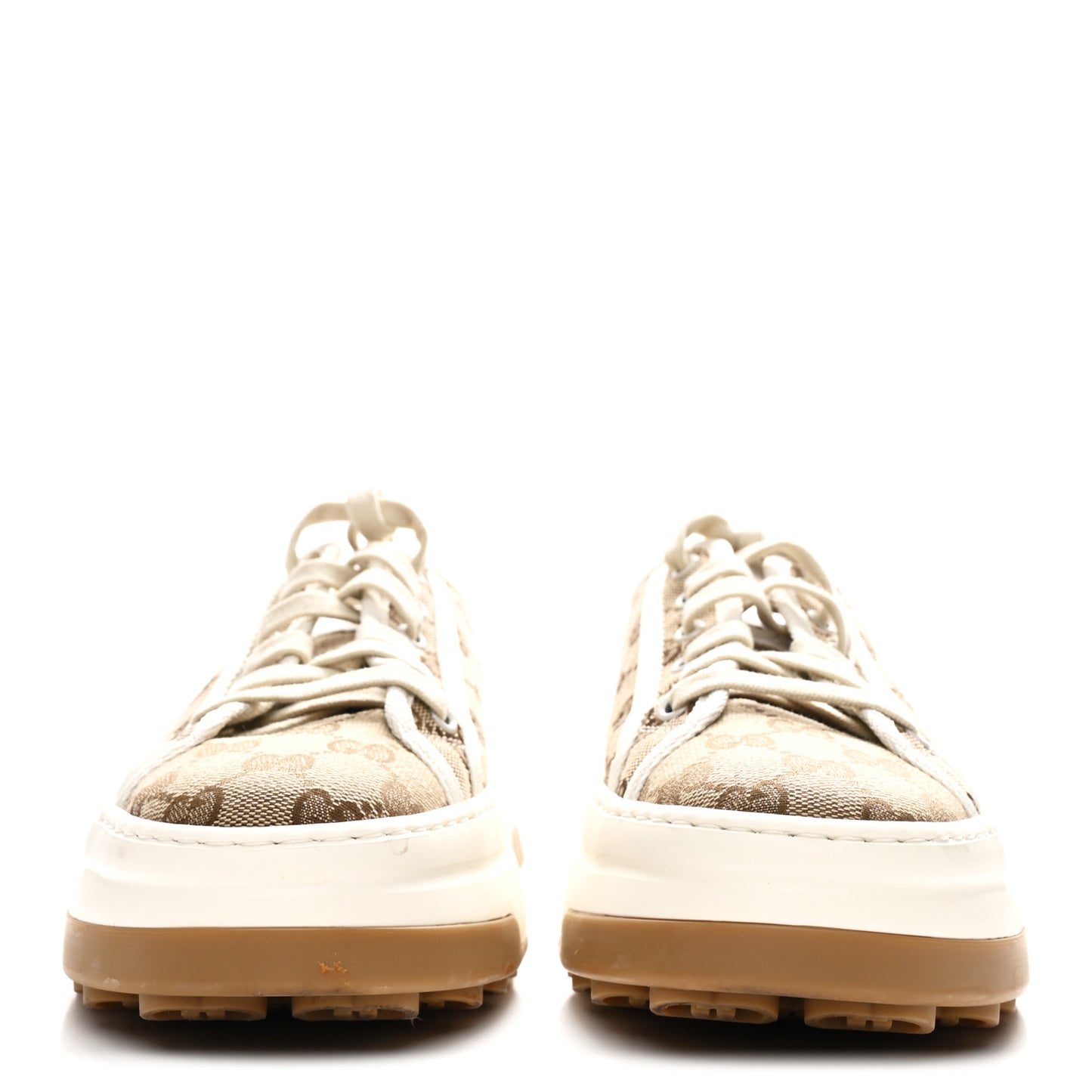 GG Monogram Womens 1977 Tennis Platform 52mm Sneakers 40 Beige Ebony Mystic White