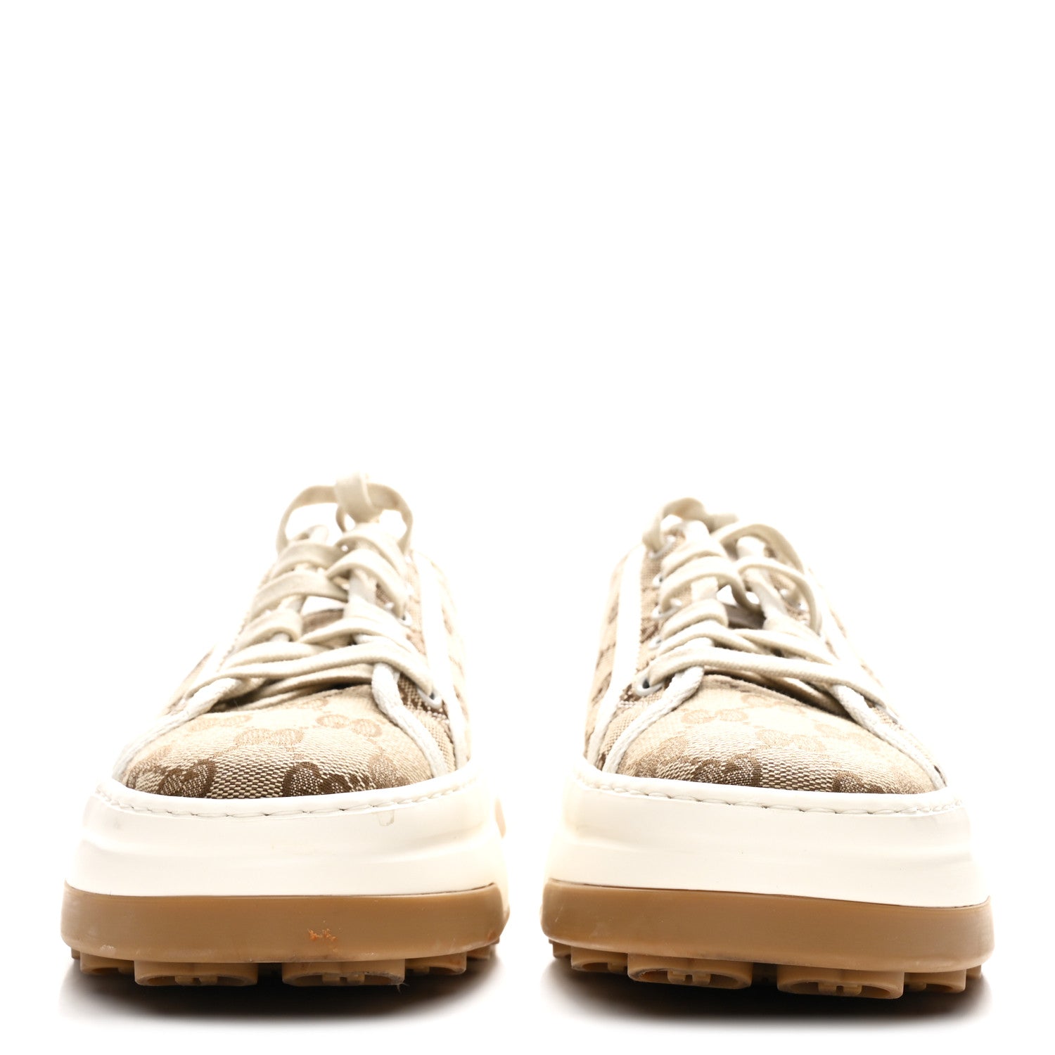 Gucci GG Monogram Womens 1977 Tennis Platform 52mm Sneakers 40 Beige Ebony Mystic White 3 of 7