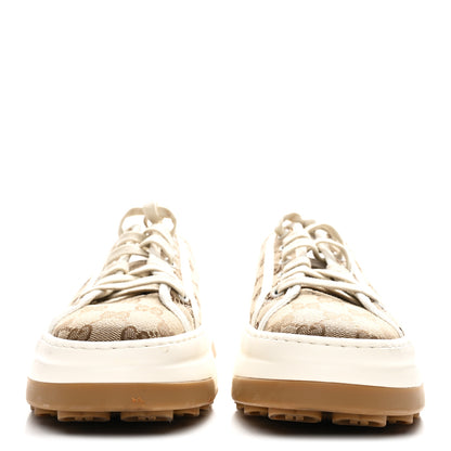 Gucci GG Monogram Womens 1977 Tennis Platform 52mm Sneakers 40 Beige Ebony Mystic White 3 of 7