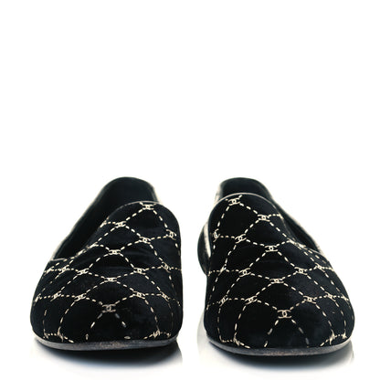 Chanel Velvet Mocassin Loafers 36.5 Black 2 of 9