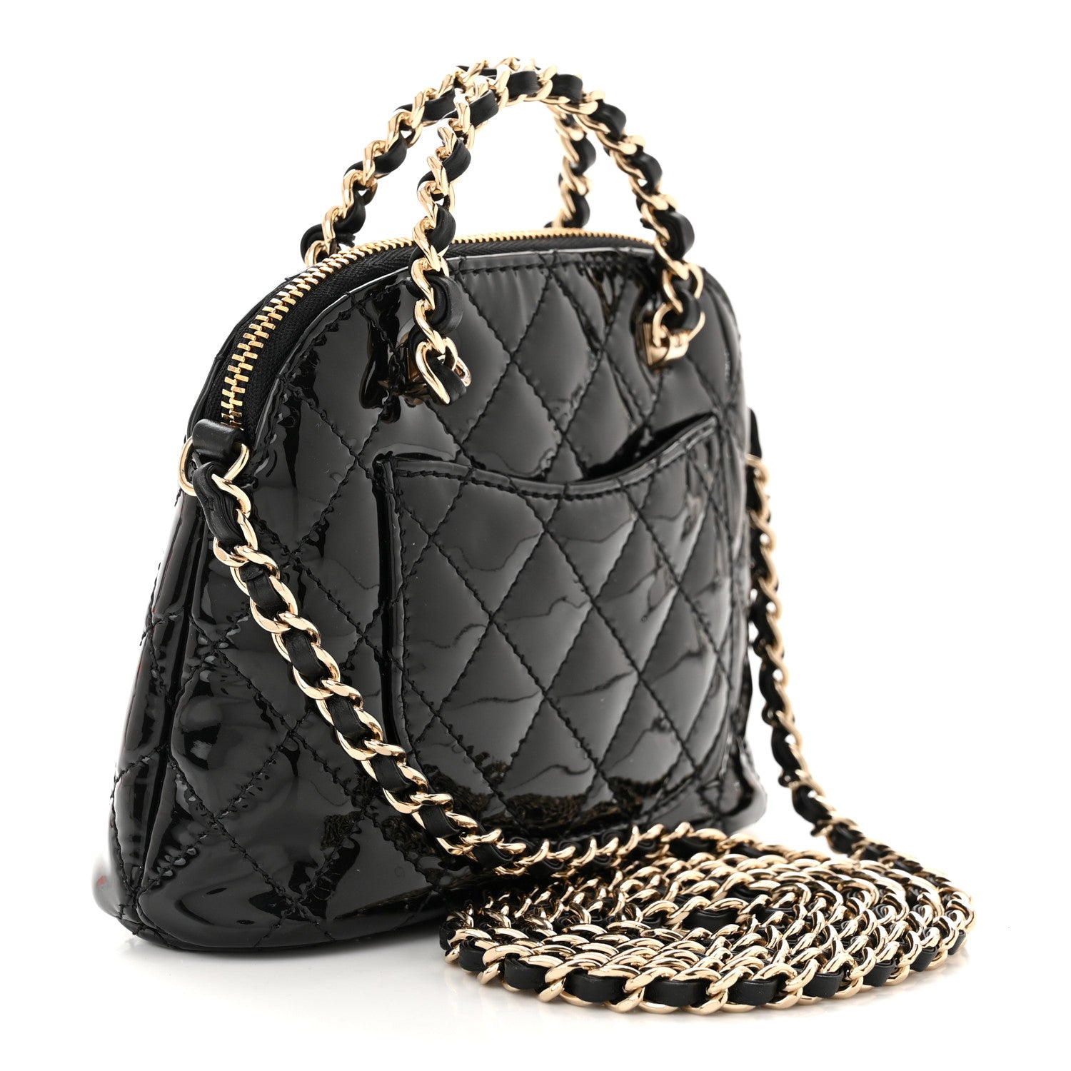 Chanel Patent Calfskin Quilted Shiny Coco Clutch With Chain Black 3 of 10