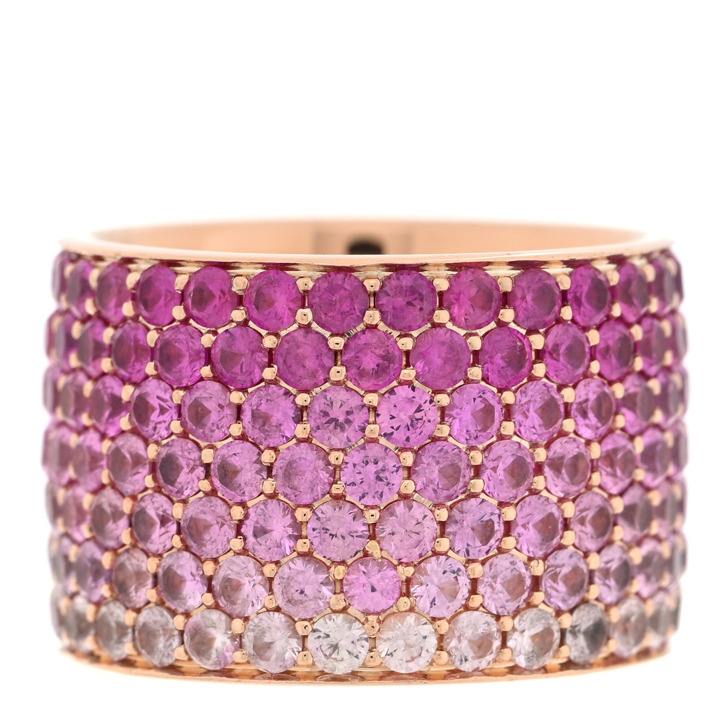 18K Yellow Gold Pink White Sapphire Flamingo Ombre Cigar Ring 54 7