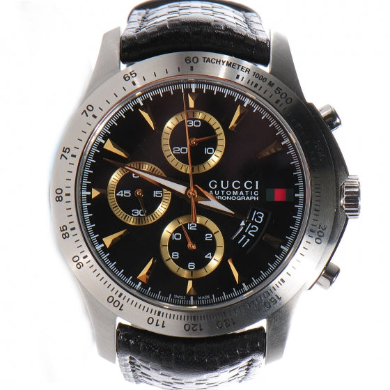 Gucci Stainless Steel Calfskin 44mm G-Timeless Chronograph Automatic Watch Black 1 of 7