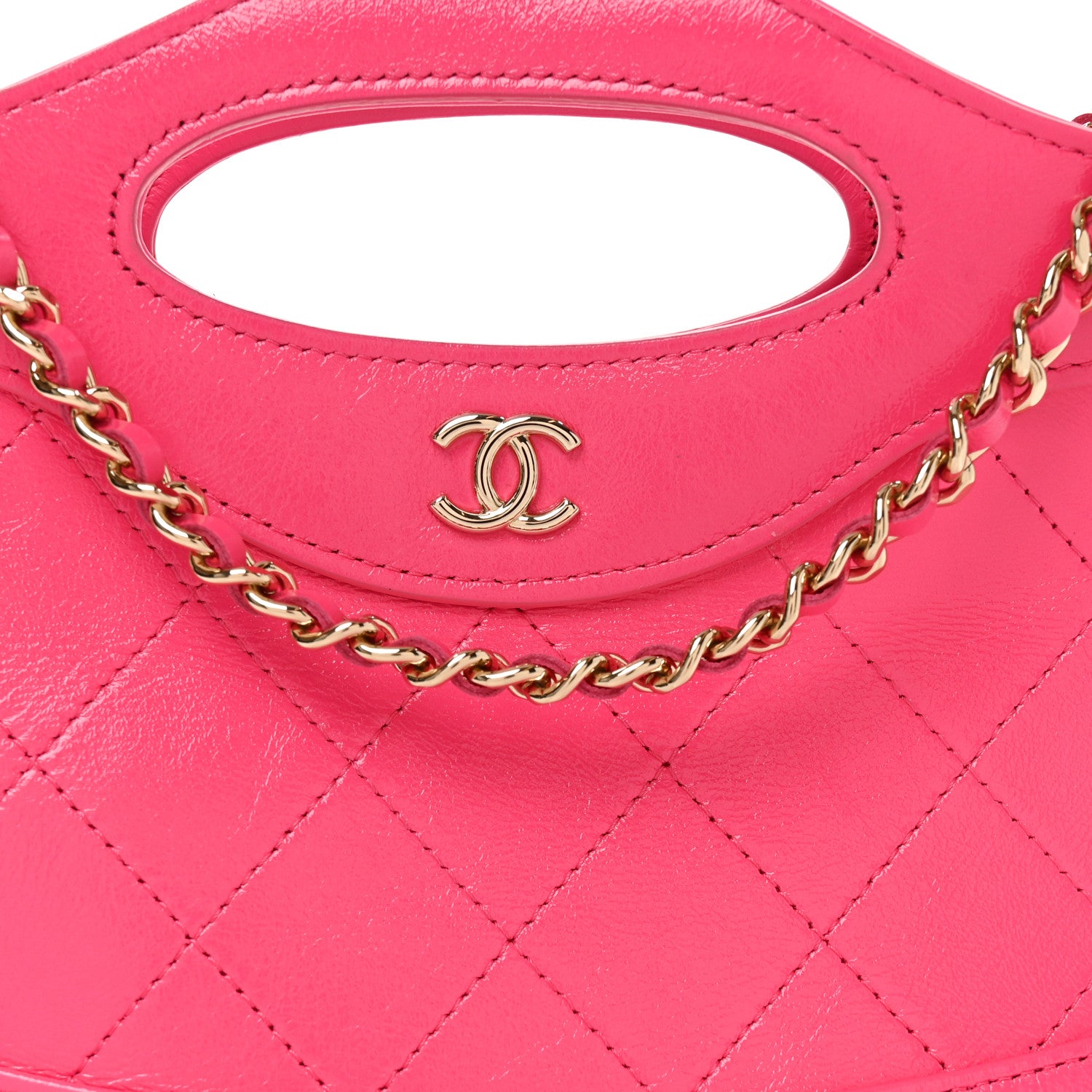 Chanel Shiny Crumpled Calfskin Quilted Nano 31 Shopping Bag Pink 8 of 11