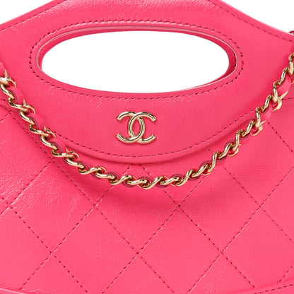 Chanel Shiny Crumpled Calfskin Quilted Nano 31 Shopping Bag Pink 8 of 11