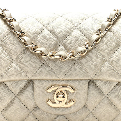 Chanel Metallic Caviar Quilted Mini Rectangular Flap Gold 7 of 9