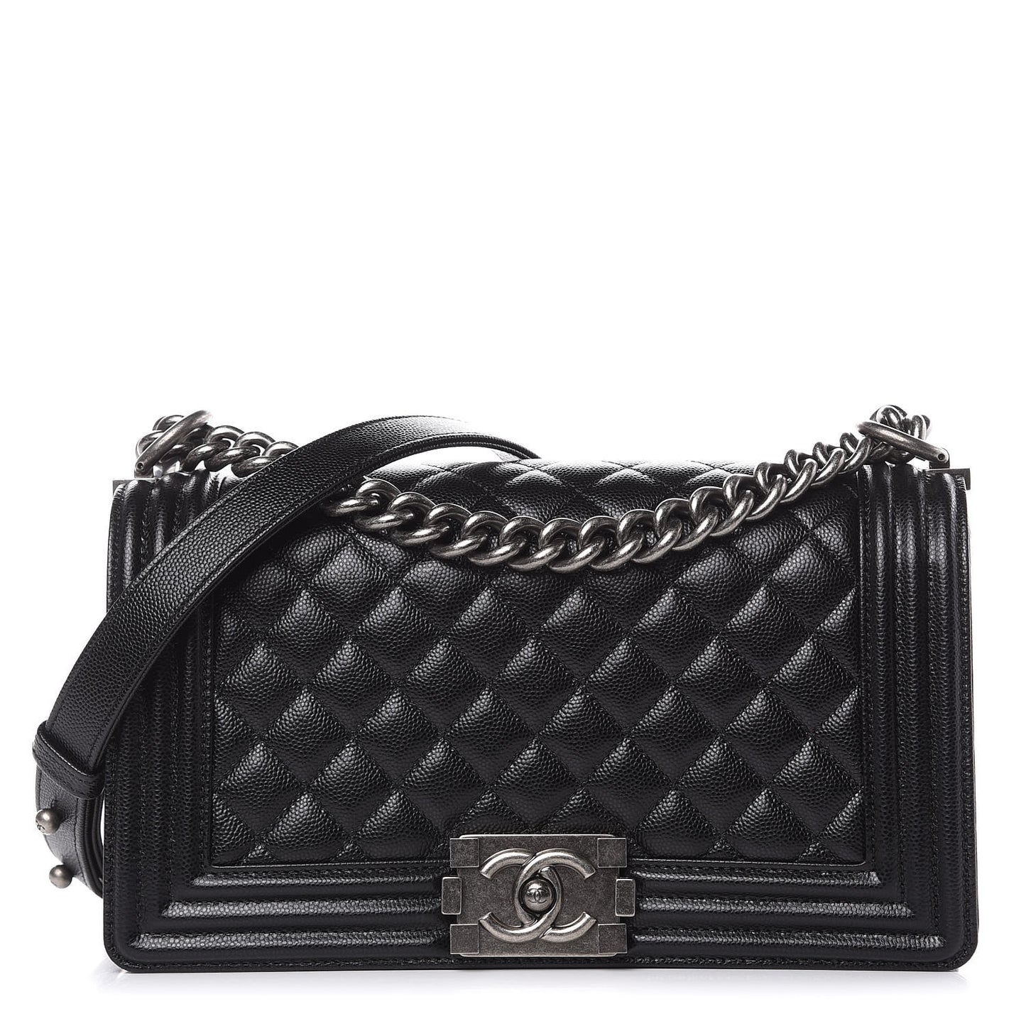 Caviar Quilted Medium Boy Flap Black