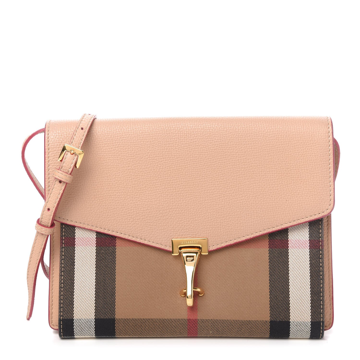 Burberry Derby Calfskin House Check Small Macken Crossbody Bag Ash Rose 1 of 10