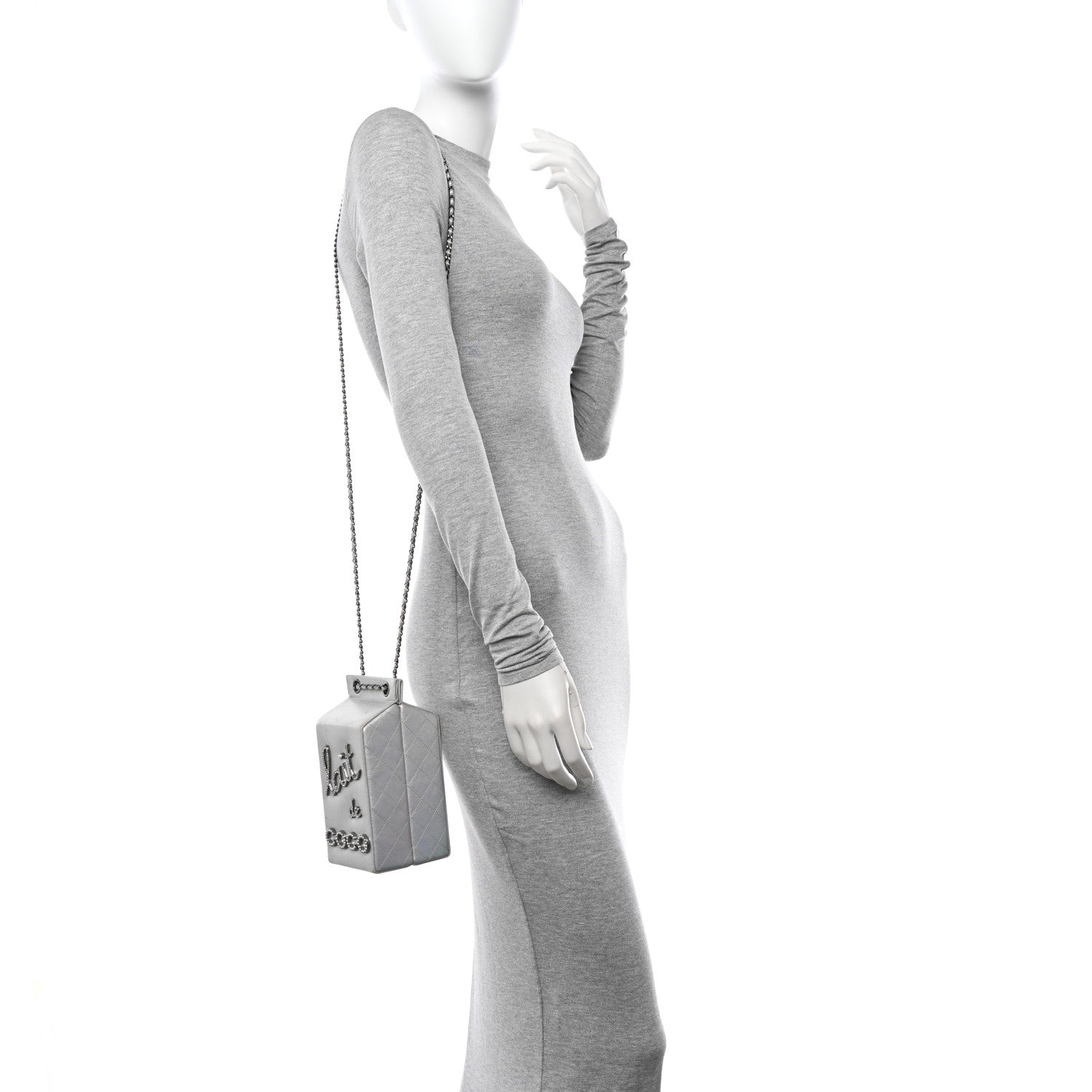Chanel Metallic Goatskin Lait de Coco Milk Carton Bag Silver 2 of 16