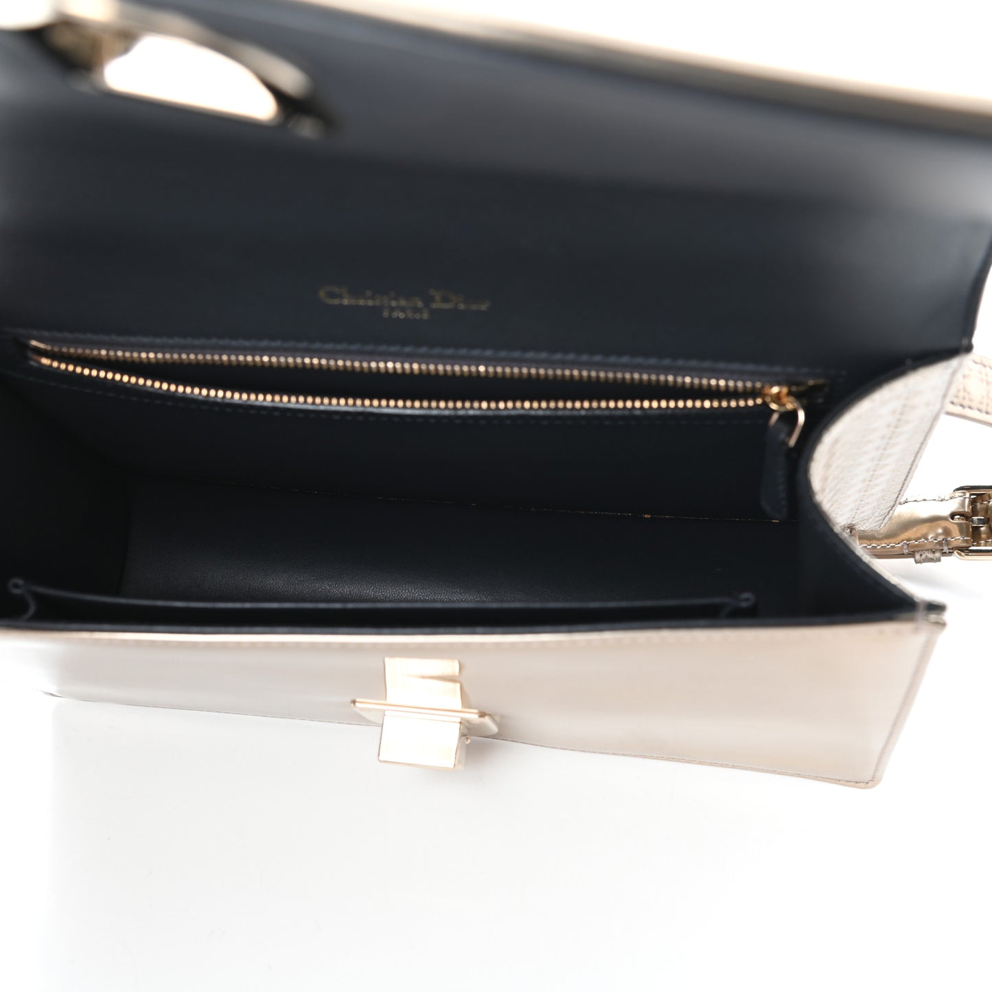 Metallic Patent Micro-Cannage Medium Diorama Flap Bag Gold