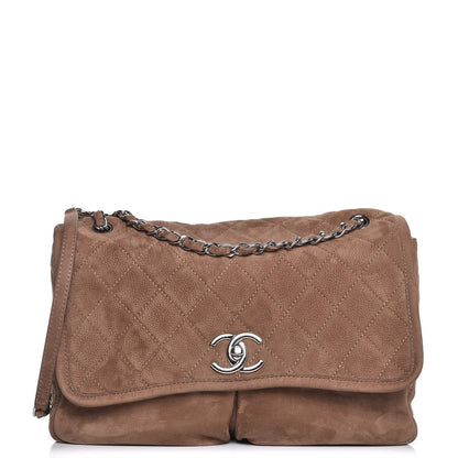 Chanel Ultra Soft Suede Calfskin Large Natural Beauty Flap Brown 1 of 7