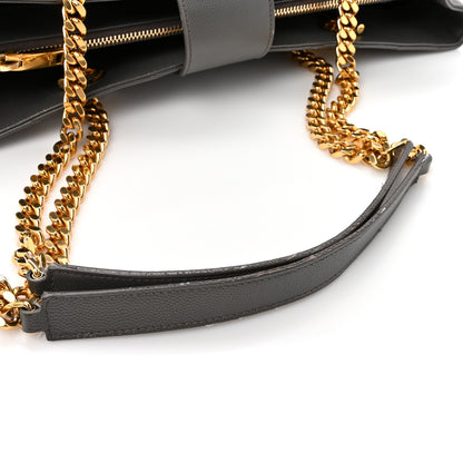 Saint Laurent Grain De Poudre Matelasse Chevron Monogram Shopping Bag Fog 14 of 18