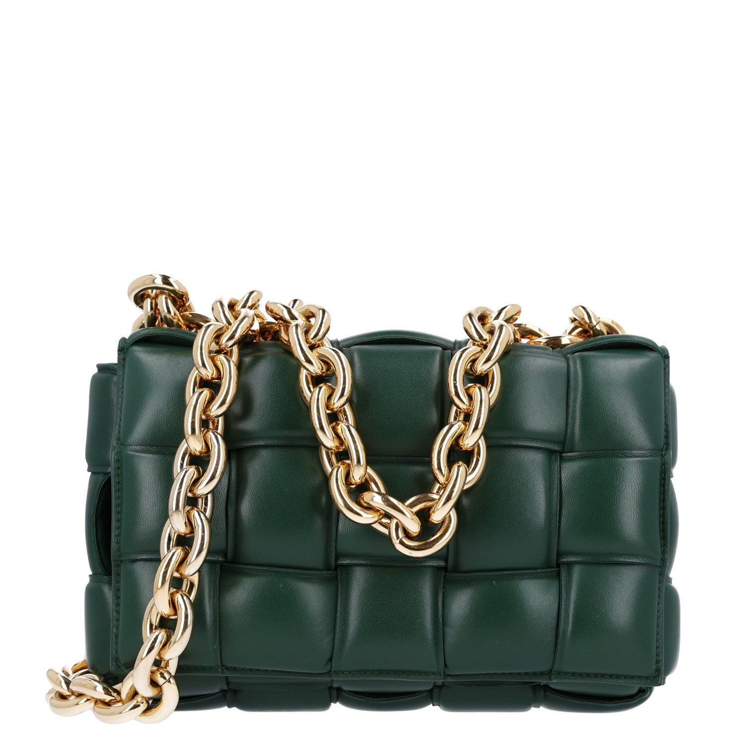 Bottega Veneta Lambskin Maxi Intreccio Padded Chain Cassette Crossbody Bag Raintree 1 of 8