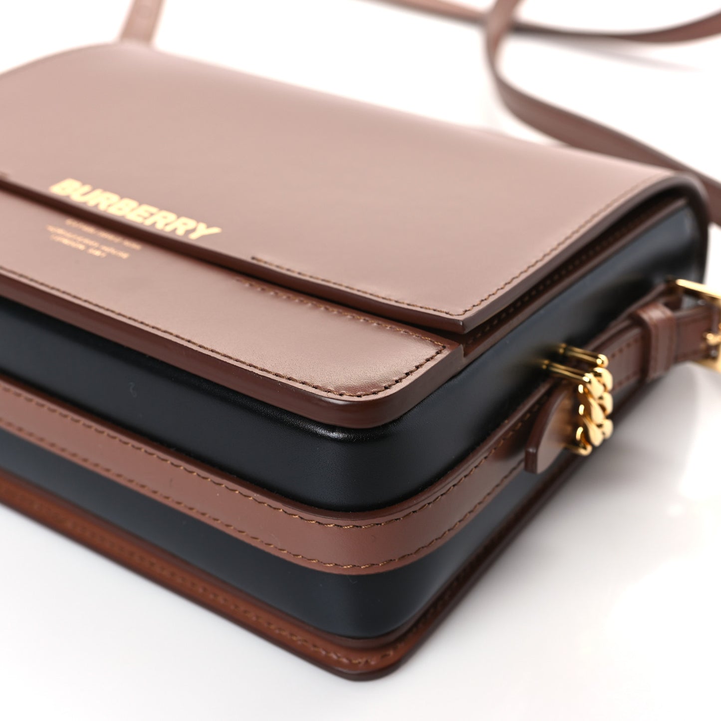 Smooth Calfskin Two Tone Small Grace Bag Malt Brown Black