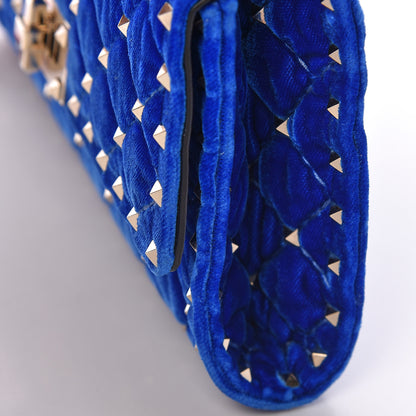 Valentino Garavani Velvet Rockstud Spike Wallet on Chain Acid Blue 12 of 14