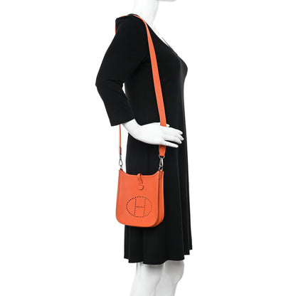 Hermes Taurillon Clemence Amazone Evelyne TPM Orange Craie 2 of 14