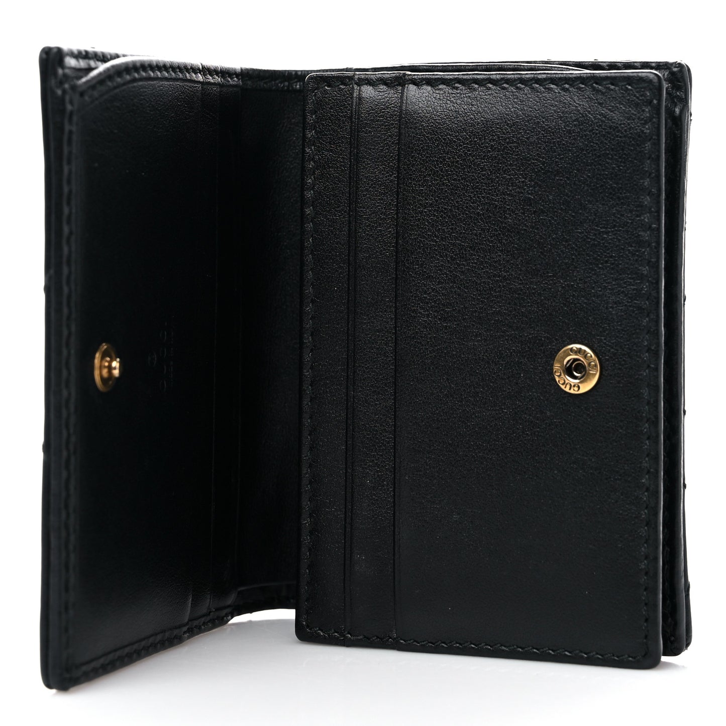 Calfskin Matelasse GG Marmont Card Case Wallet Black