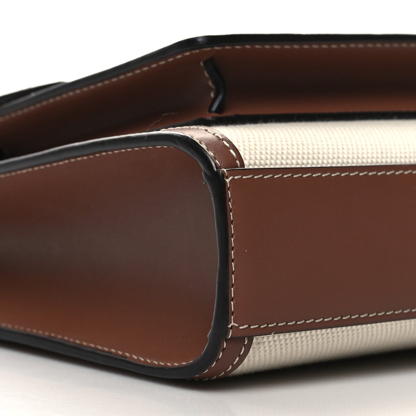 Canvas Smooth Calfskin Two Tone Mini Pocket Bag Natural Malt Brown