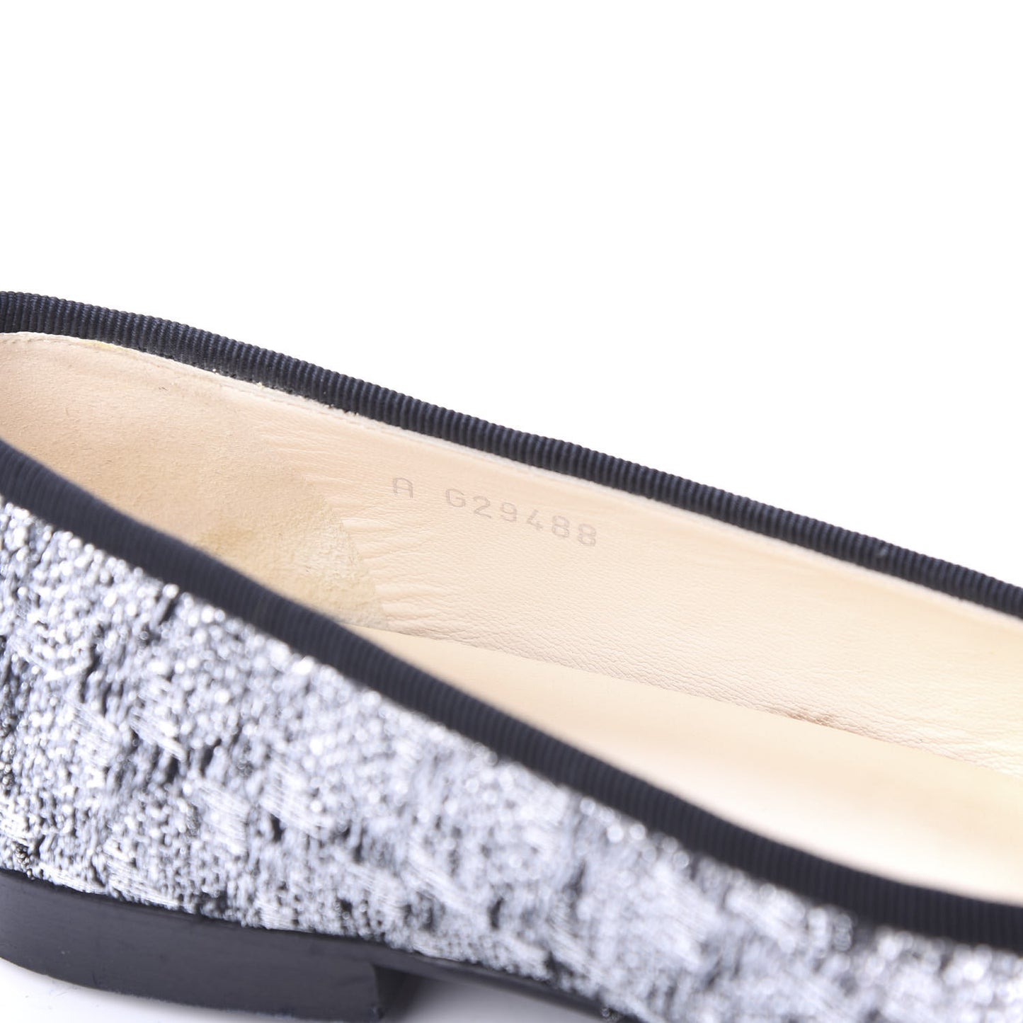 Tweed Sequin Cap Toe Ballerina Flats 36 Black Blue