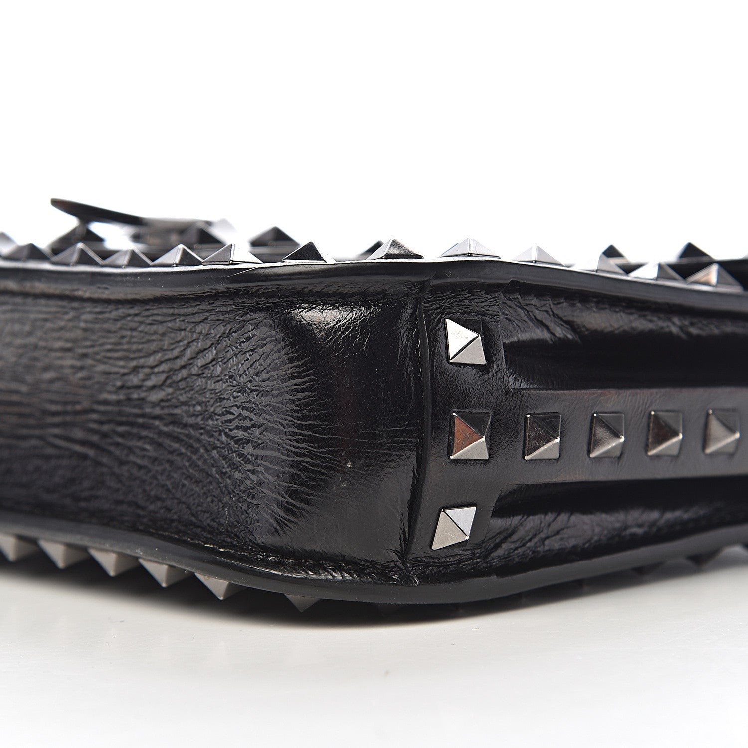 Valentino Garavani Craquele Calfskin Rockstud Shoulder Flap Messenger Bag Black 12 of 14