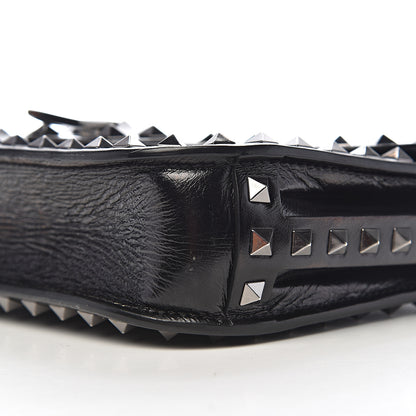 Valentino Garavani Craquele Calfskin Rockstud Shoulder Flap Messenger Bag Black 12 of 14