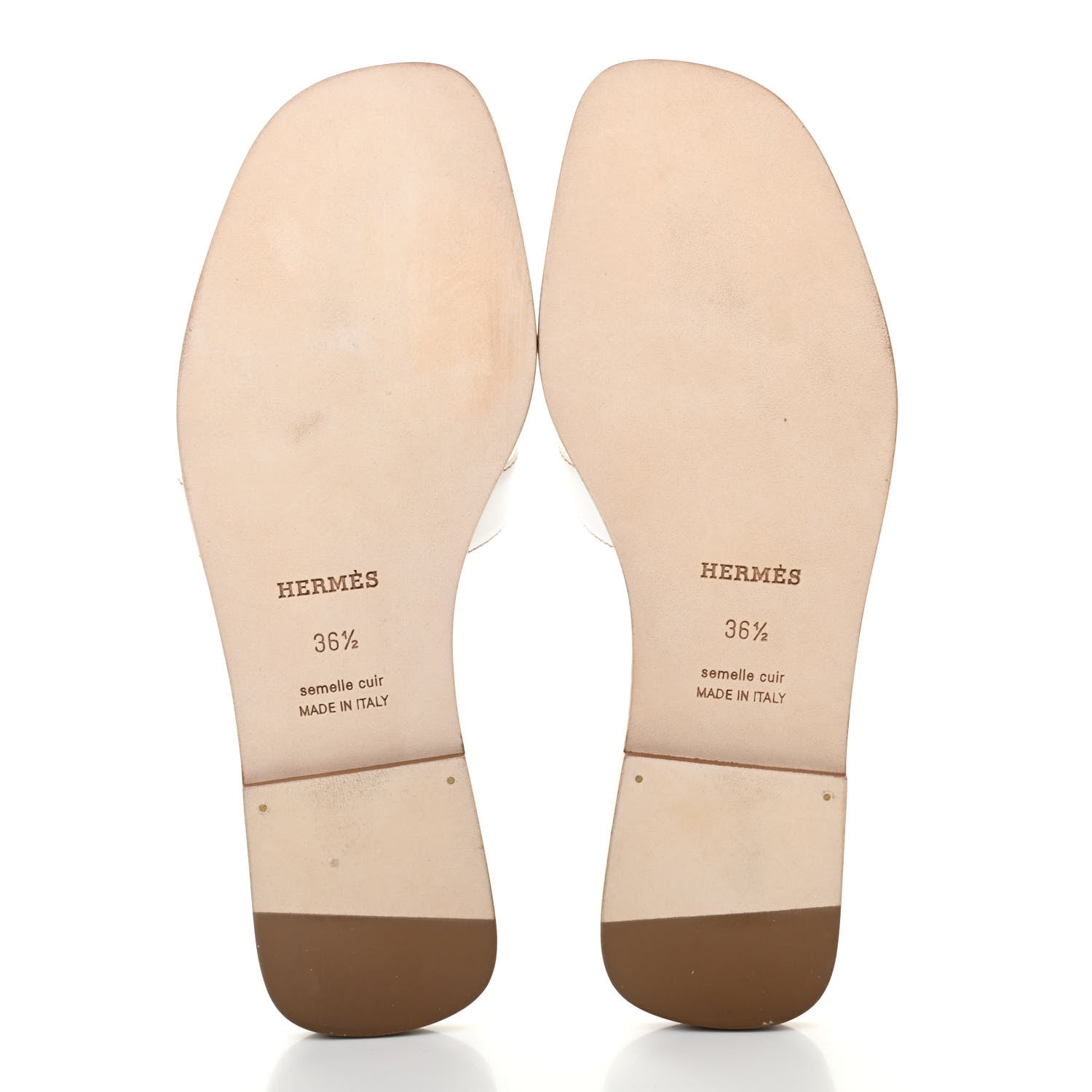 Hermes Box Calfskin Oran Sandals 36.5 White 5 of 9