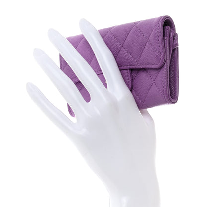 Chanel Caviar Quilted Flap Card Holder Wallet Purple 2 of 8