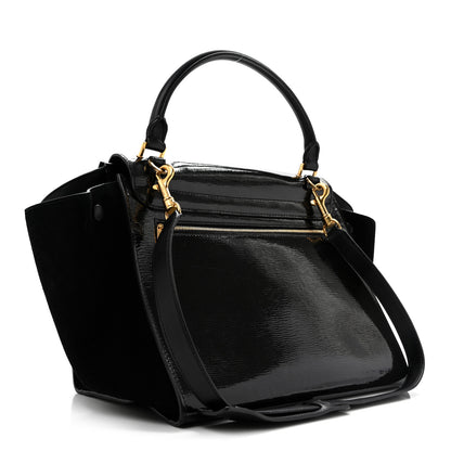 Celine Patent Suede Medium Trapeze Black 3 of 12