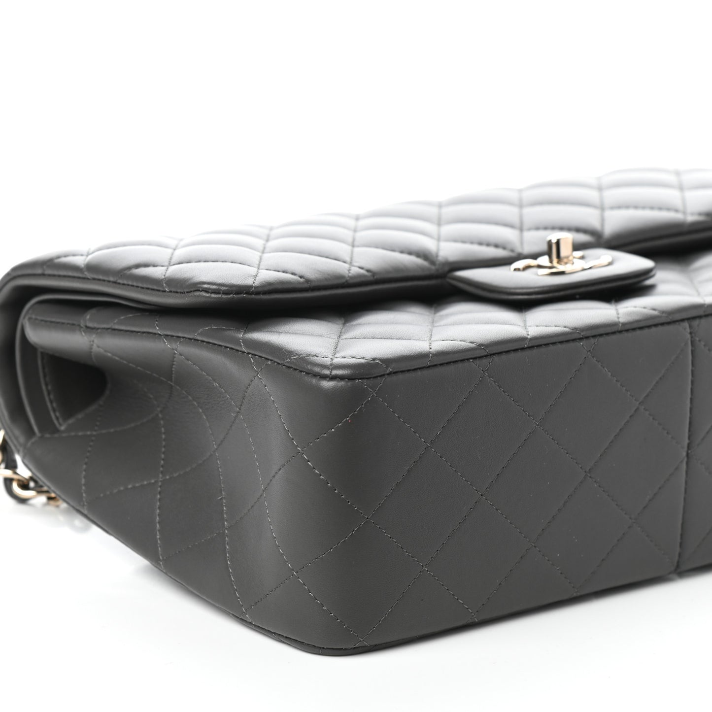 Lambskin Quilted Jumbo Double Flap Grey