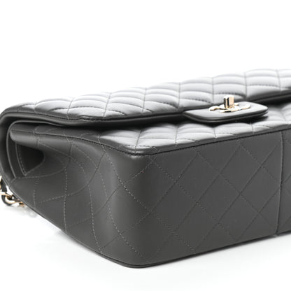 Chanel Lambskin Quilted Jumbo Double Flap Grey 8 of 9