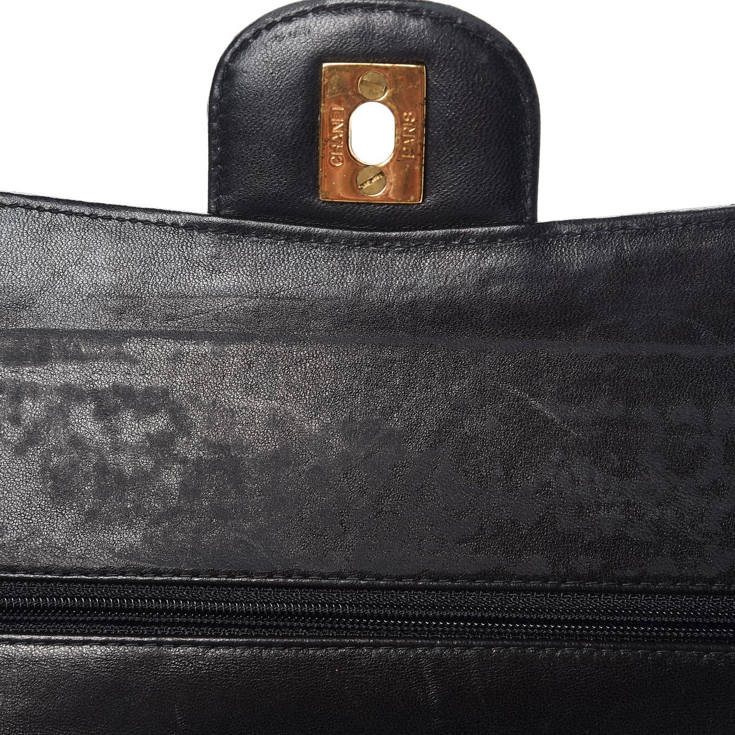 Patent Quilted Medium Double Flap Black