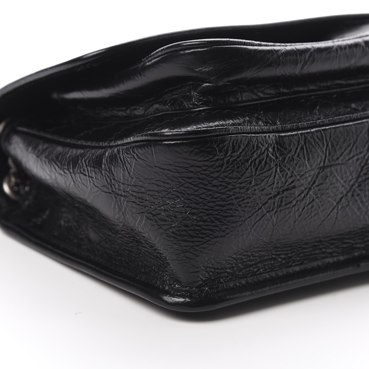 Saint Laurent Crinkled Calfskin Matelasse Monogram Baby Niki Chain Satchel Black 9 of 11