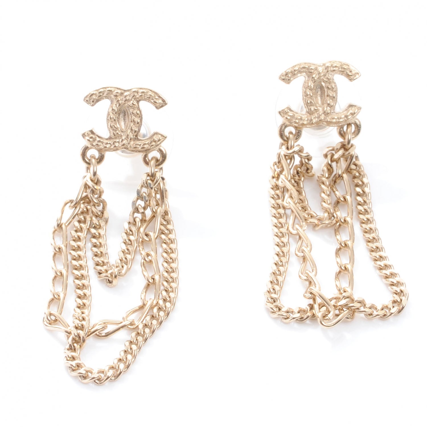 Chanel CC Triple Chain Earrings Gold 1 of 4