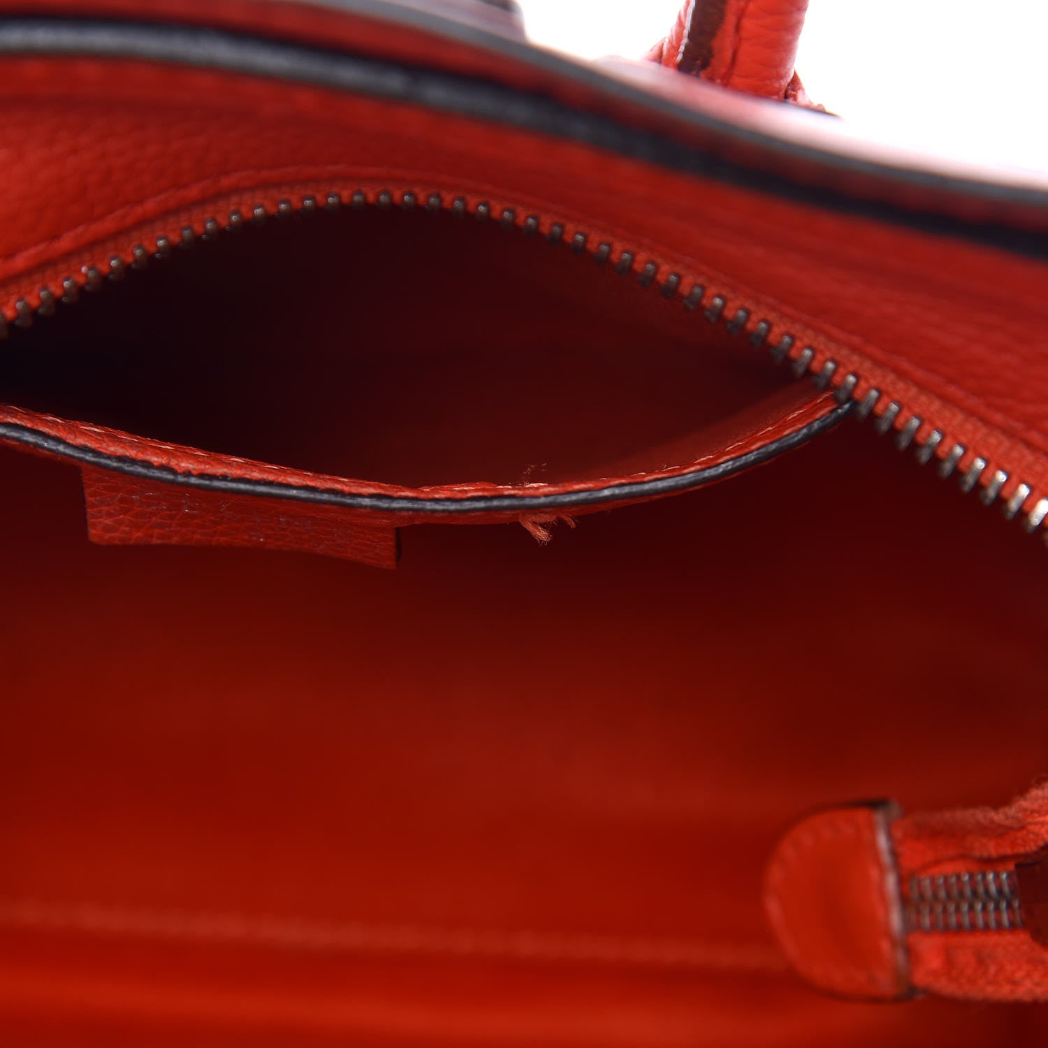 Celine Drummed Calfskin Nano Luggage Vermillion 7 of 10