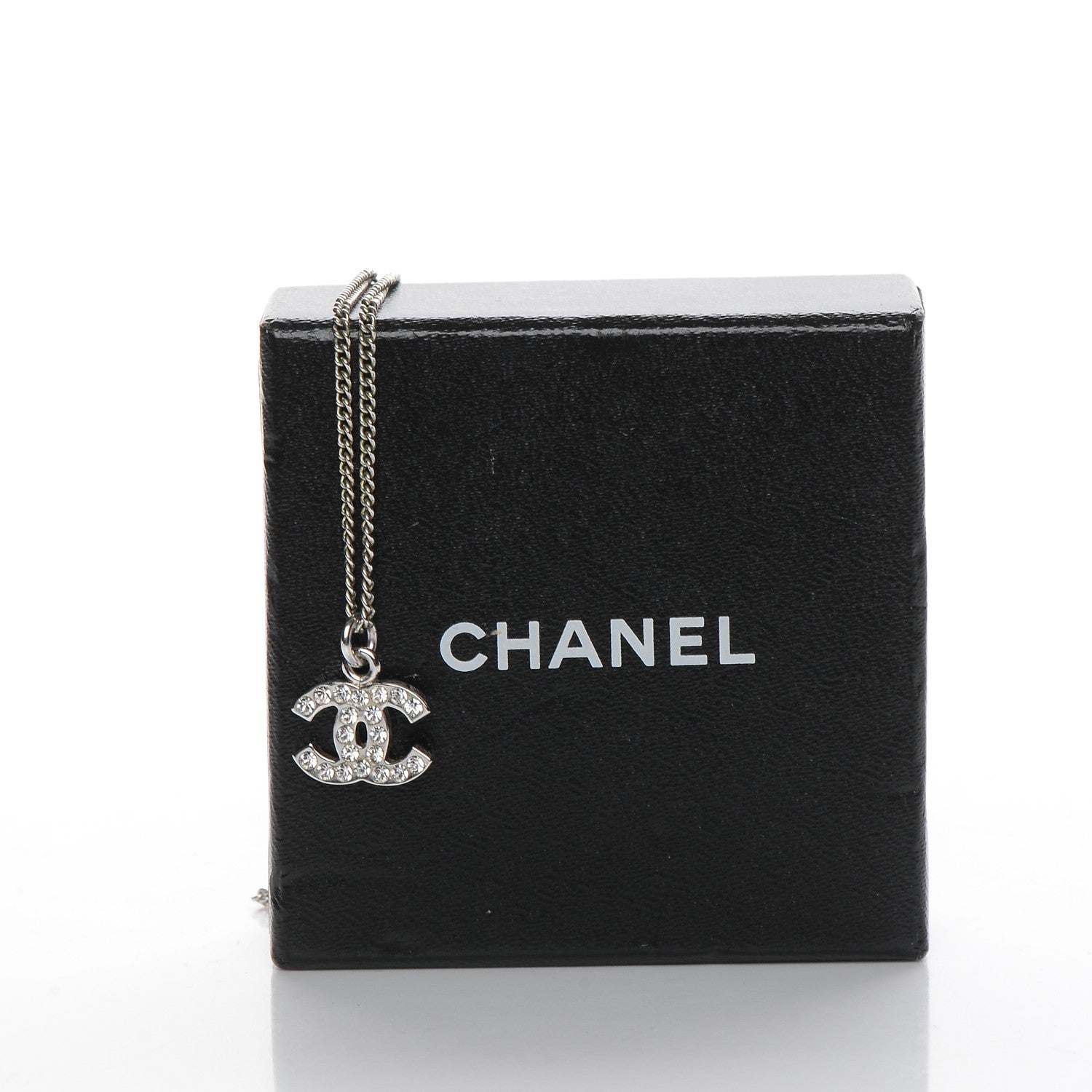 Chanel Crystal Timeless CC Necklace Silver 7 of 7