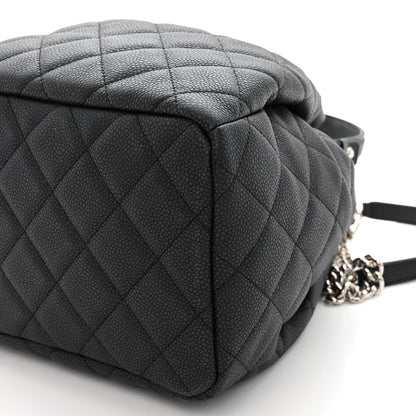 Chanel Caviar Flat Quilted CC Chain Bucket Drawstring Bag Black 9 of 9