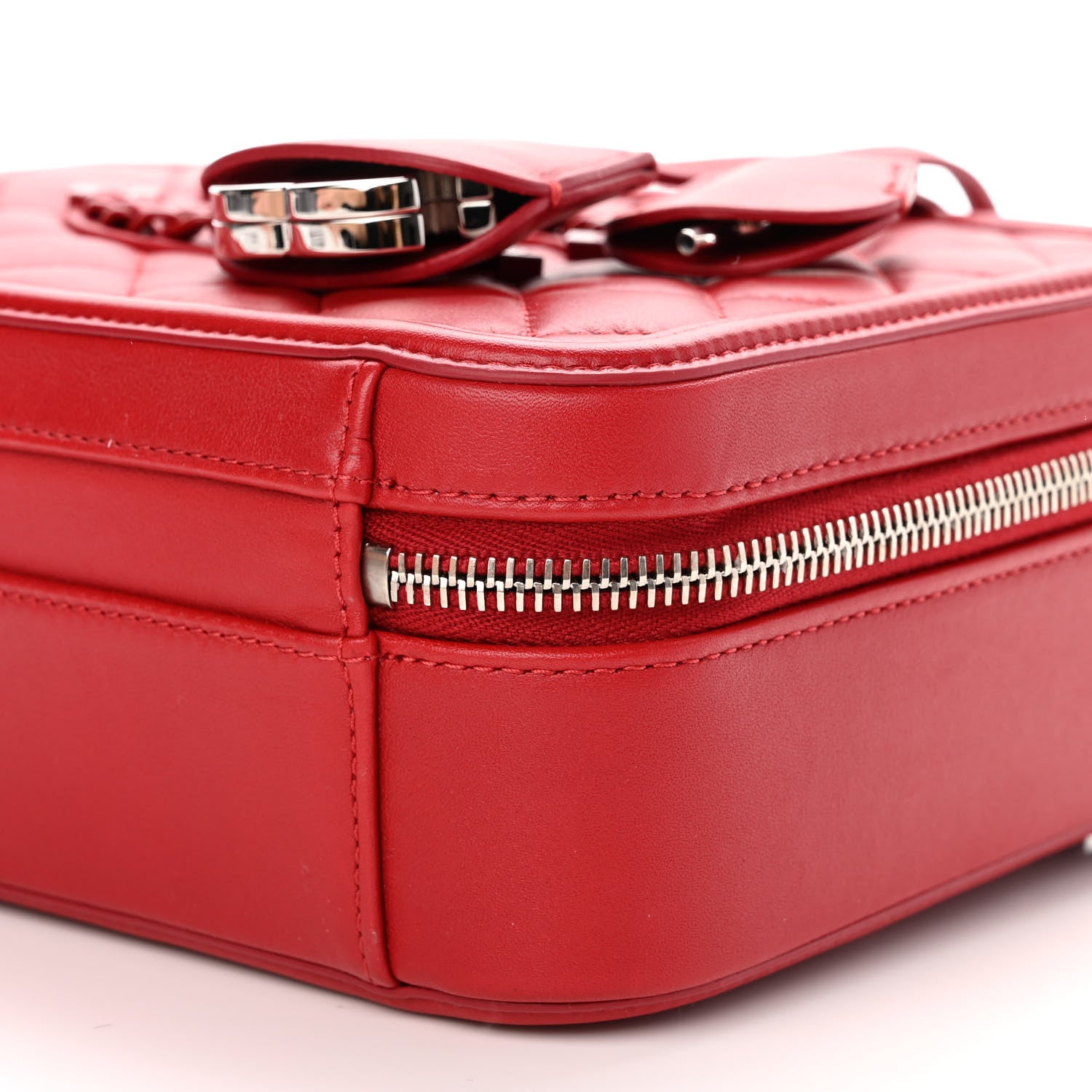 Chanel Lambskin Quilted Medium CC Filigree Vanity Case Dark Red 10 of 10