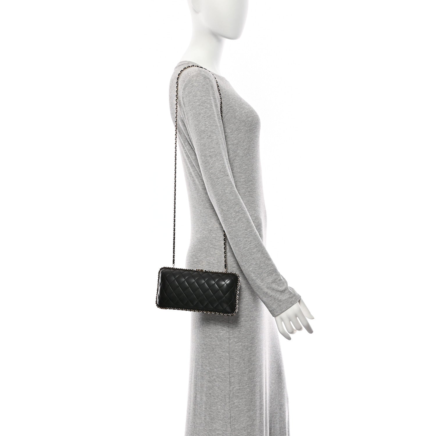 Chanel Lambskin Quilted Chain Around Clutch Black 2 of 10