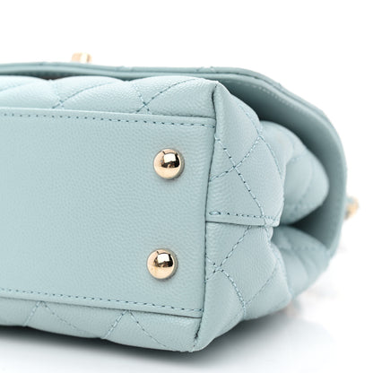 Chanel Caviar Quilted Extra Mini Coco Handle Flap Light Blue 9 of 10