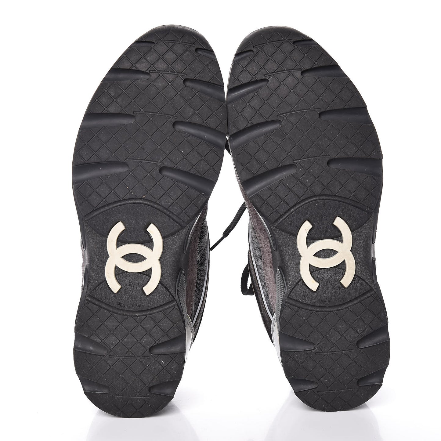 Suede Calfskin CC Sneakers 37 Black White Silver