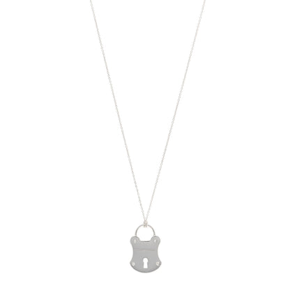 Tiffany Sterling Silver Diamond Lock Pendant Necklace 1 of 5