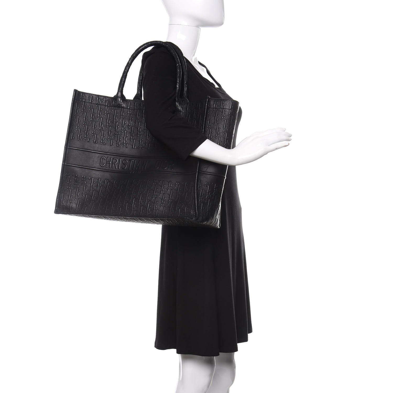 Christian Dior Oblique Calfskin Embossed Book Tote Black 2 of 10