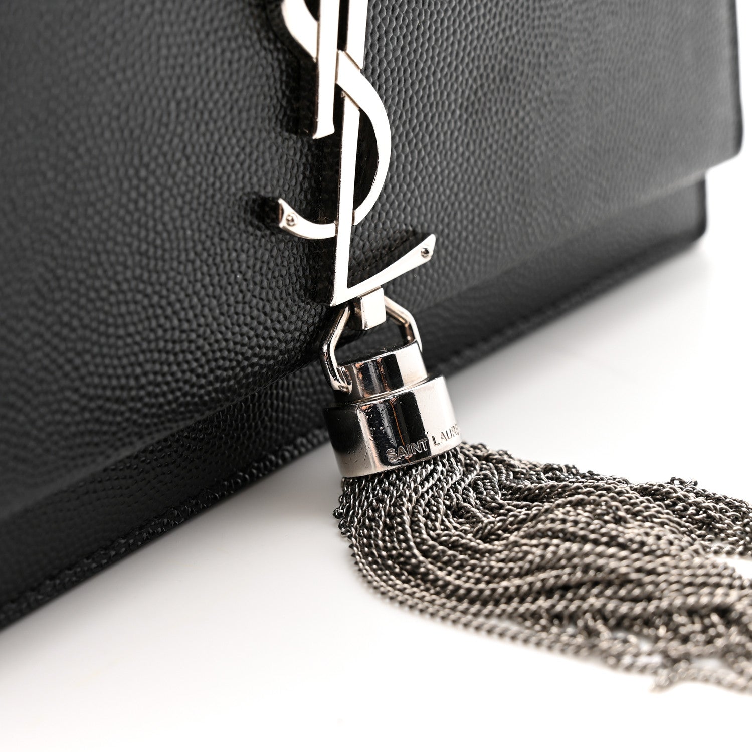 Saint Laurent Grain De Poudre Classic Monogram Kate Tassel Chain Wallet Black 13 of 13