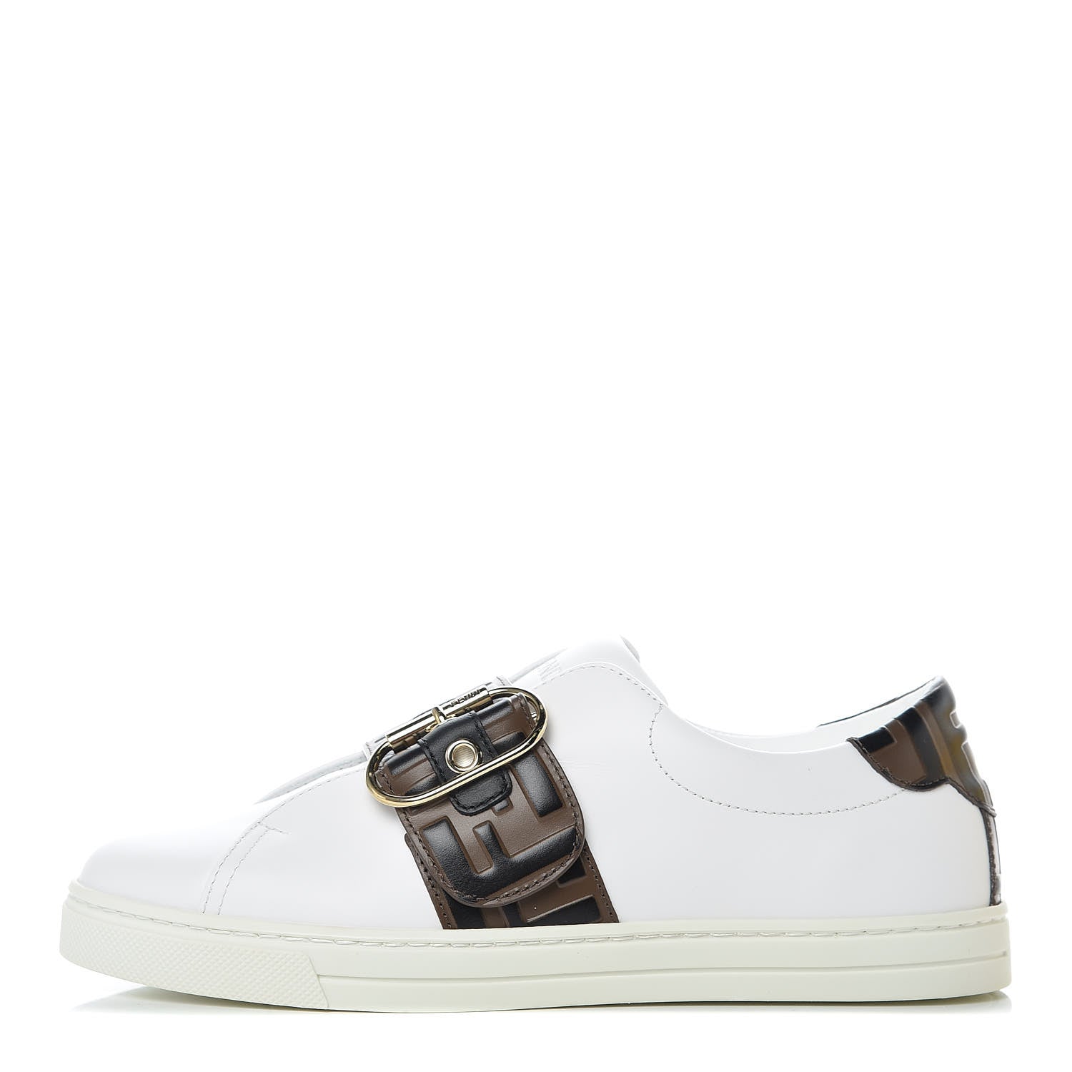 Fendi Vitello FF Embossed Womens Slip On Sneakers 36.5 Ultra White Maya Black 1 of 9