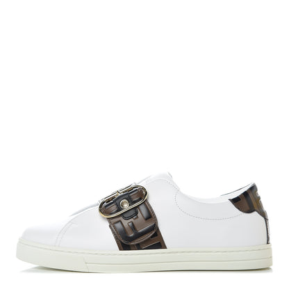 Fendi Vitello FF Embossed Womens Slip On Sneakers 36.5 Ultra White Maya Black 1 of 9